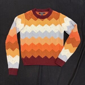 Forever 21 Contemporary Chevron Knit Sweater Pullover Orange XS